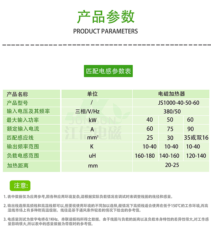 電磁加熱器匹配參數